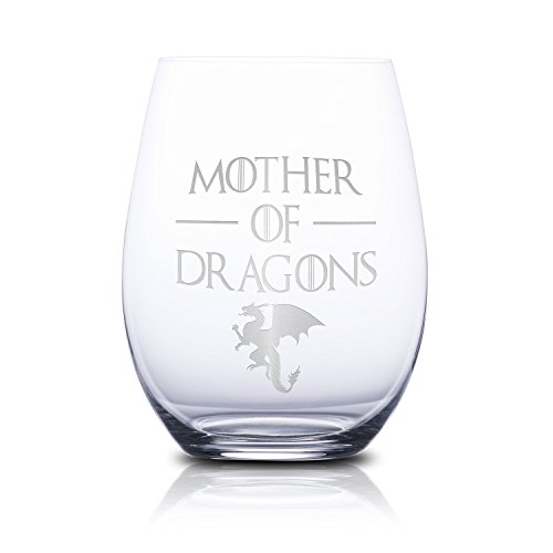 41deF125gmL - Game Of Thrones Wine Glasses - Mother of Dragons - Novelty Drinking Games - Stemless Wine Glass 15 OZ