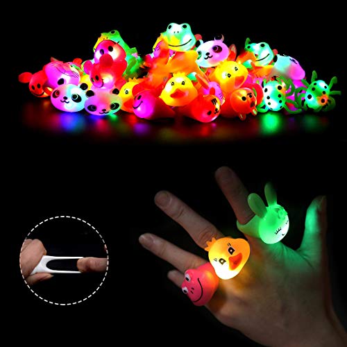 512BKoF8Ly3L - Light Up Rings Birthday Party Favors for Kids Prizes Flashing 24 Pack LED Jelly Rings Novelty Bulk Toys Boys Girls Gift Glow in The Dark Thanksgiving Christmas Party Supplies