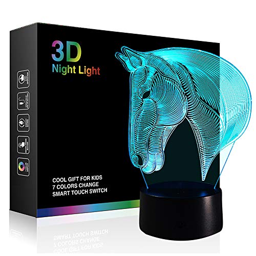 512BXmN6JLUL - Dinosaur 3D Night Light Touch Activated Desk Lamp, Ticent 7 Colors 3D Optical Illusion Lights with Acrylic Flat, ABS Base & USB Charger for Christmas Kids Gifts