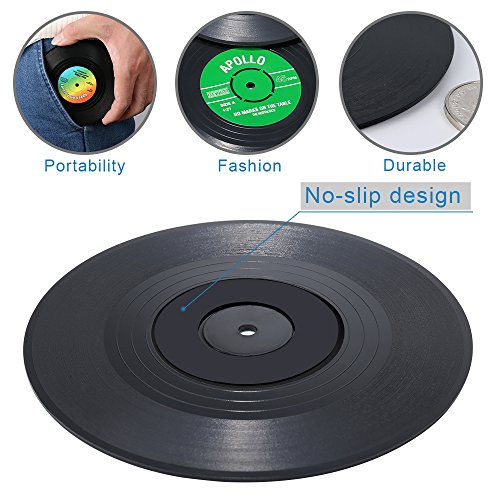 512BctoIyvjL - Record Coasters for Drinks, Funny, Absorbent, Novelty 6 Pieces Vinyl Disk Coasters, Effective Protection of the Desktop to Prevent Damage- 4.1 Inch Size by ZAYAD