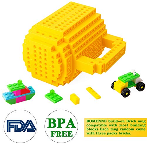 519nF42BgaJL - BOMENNE Build-on Brick Mug,Novelty Creative Compatible with LEGO DIY building Blocks Coffee Cup with bricks,is unique Christmas gift Idea (Black)