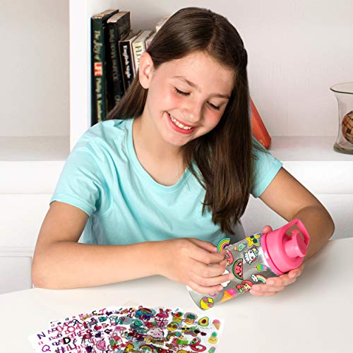 51A0M0PA6qL - Decorate & Personalize Your Own Water Bottle for Girls with Tons of Fun On-trend Stickers! BPA Free 20 oz Kids Water Bottle! Cute & Creative Gift Idea for Girl, Fun DIY Art and Craft KIt for Children