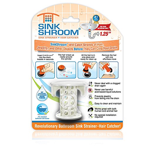 51GhGcShV0L - SinkShroom The Revolutionary Sink Drain Protector Hair Catcher/Strainer/Snare, White
