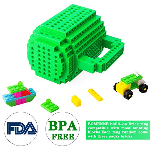 51REZNZ3yYL - BOMENNE Build-on Brick Mug,Novelty Creative Compatible with LEGO DIY building Blocks Coffee Cup with bricks,is unique Christmas gift Idea (Black)