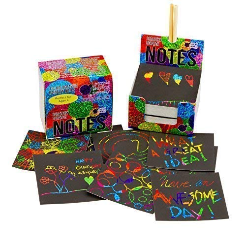 51XLGZVcXHL - Rainbow Scratch Off Mini Notes + 2 Stylus Pens Kit: 150 Sheets of Rainbow Scratch Paper for Kids Arts and Crafts, Airplane or Car Travel Toys - Cute Unique Gift Idea for Kids, Girls, Women, or Anyone!
