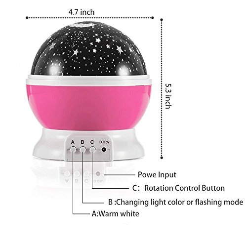51xbeRbzvcL - Alenbrathy Night Light Lamp, Star Projector Romantic LED Night Light 360 Degree Rotation 4 LED Bulbs 9 Light Color Changing with USB Cable for Birthday,Parties,Kids Bedroom Or Christmas Gift. (Pink)